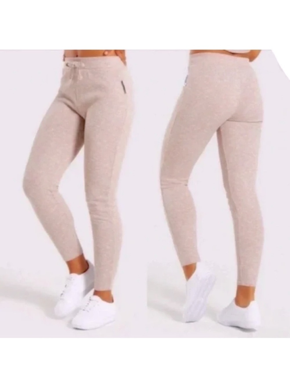 GYMSHARK Slounge Dusty Pink Ribbed Knit Casual Pants Like New Small